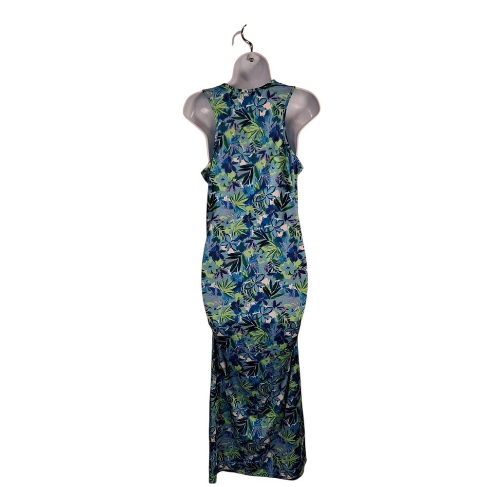Banana Boat Women's Maxi Dress Size L Tropical Cruise Vacation UPF 50+ Ruched - Picture 2 of 8